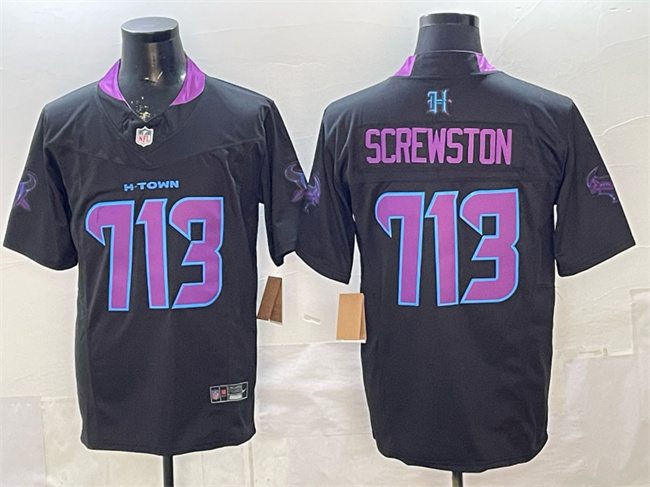 Men's Black Houston Texans #713 Screwston F.U.S.E. 2025 DJ SCREW Vapor Limited Stitched Football Jersey